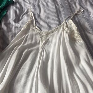 Elegant White Lace Trim Nightgown